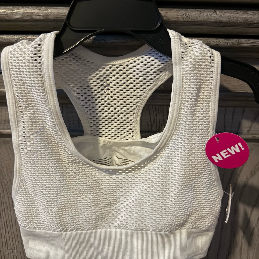 Source Unknown White Mesh Racerback Sports Bra